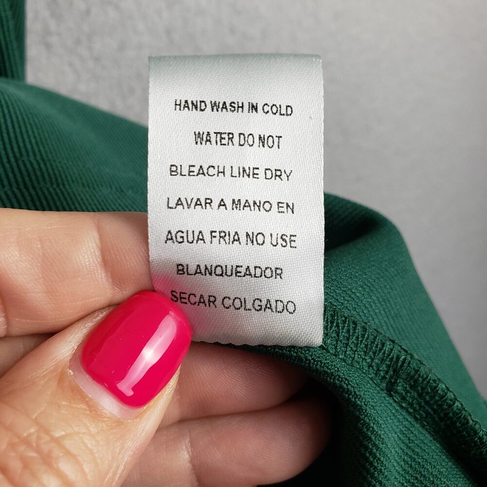 Entro Size L Cap Sleeve Pleated Blouse Green Fall Closet Staple Elevated Basic - Picture 7 of 8